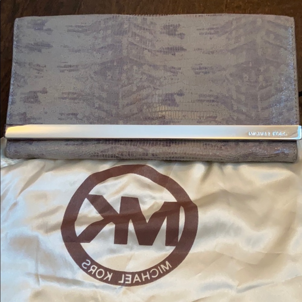 Michael Kors grey/silver snake clutch